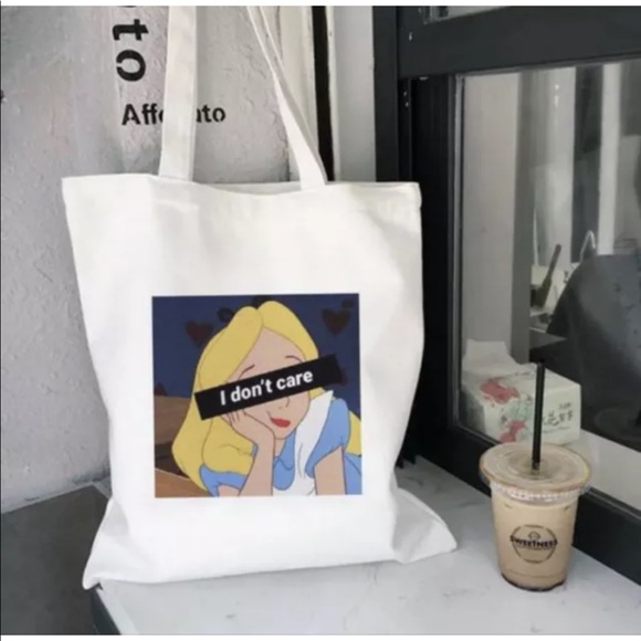 Handbags - Tote bag canvas modern Alice and wonderland